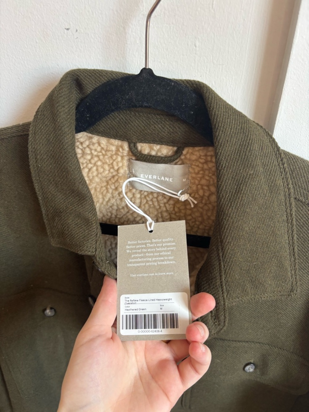 NWT Everlane Olive Green Sherpa-Lined Field Jacket - Picture 6 of 6